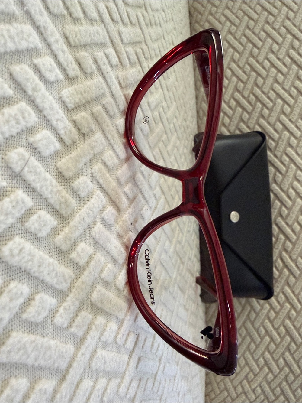 Calvin Klein Jeans Women's Glossy Burgundy Optical Glasses - Picture 7 of 8
